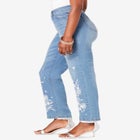 Plus Size Floral Embroidered Straight Leg Jean image number null