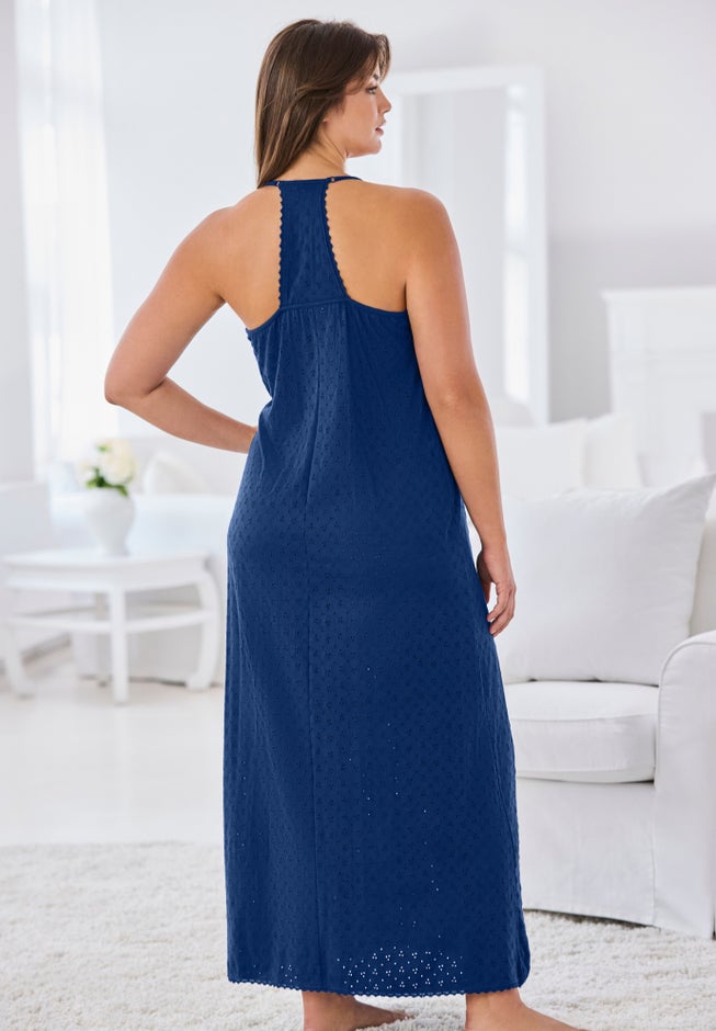 Breezy Eyelet Knit Long Nightgown image number 6