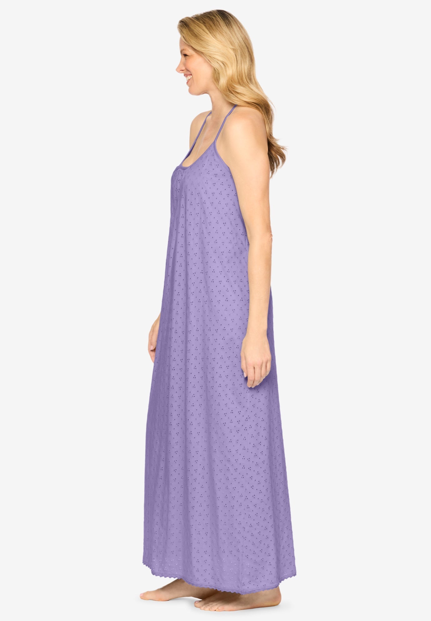 Breezy Eyelet Knit Long Nightgown image number 2