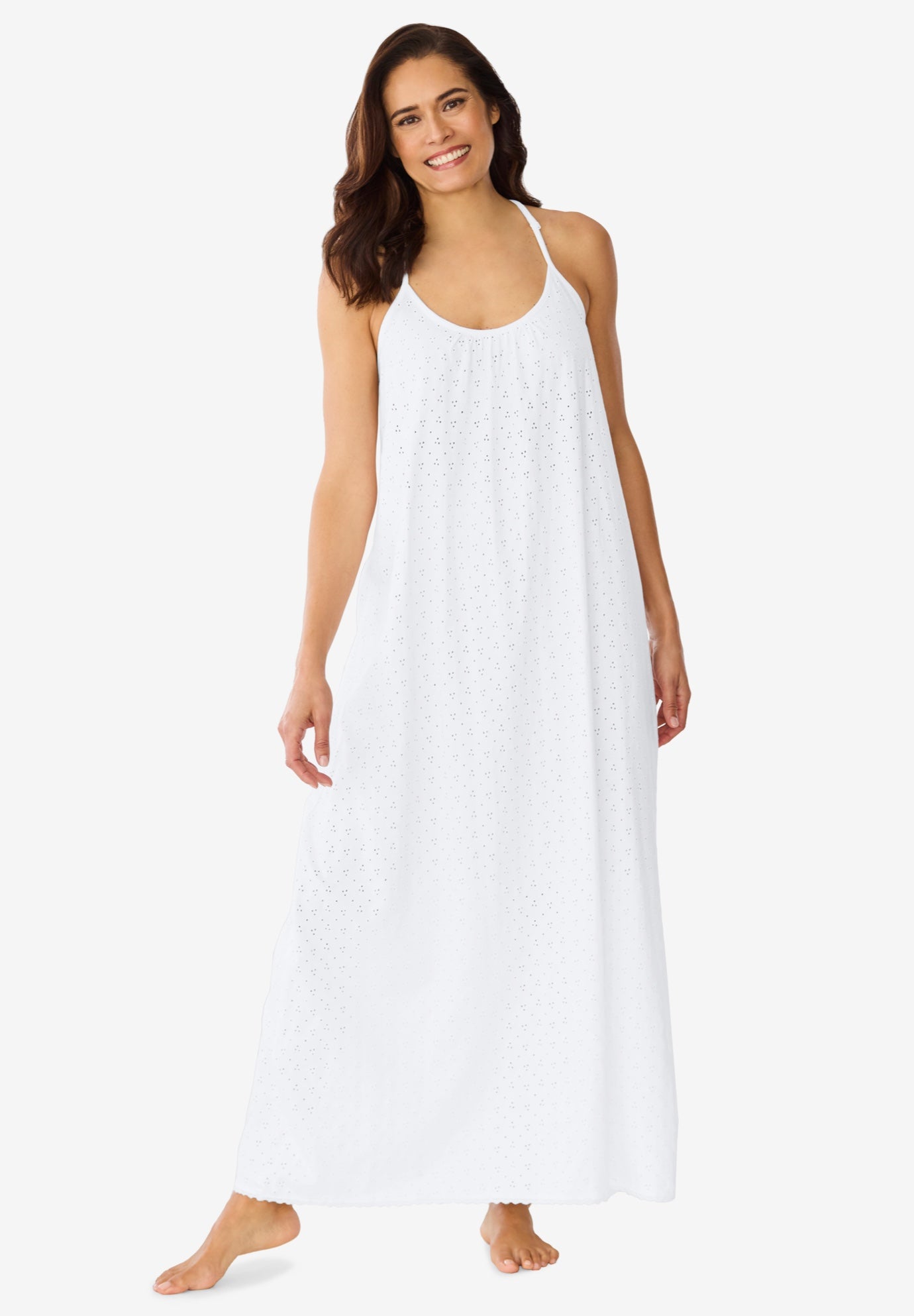 Breezy Eyelet Knit Long Nightgown image number 0