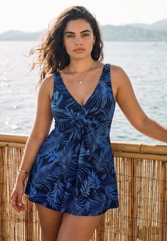 Twist Front V-Neck Swimdress