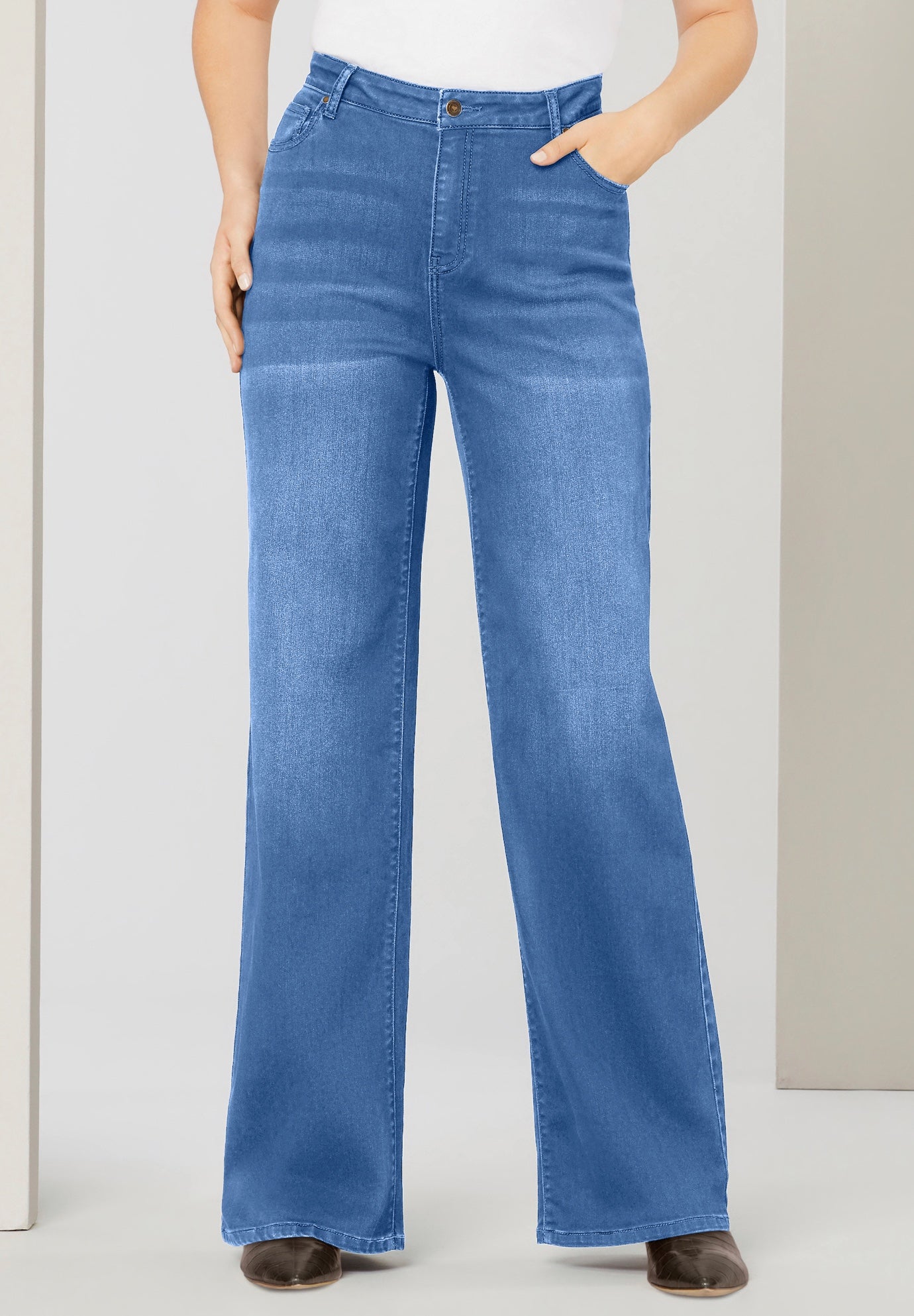 Plus Size Perfect Fit Stretch Wide Leg Jean image number 3