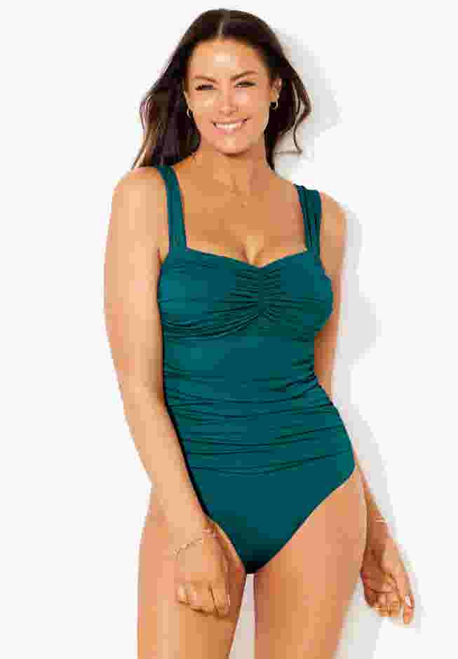 Shirred Sweetheart One Piece Swimsuit image number 3