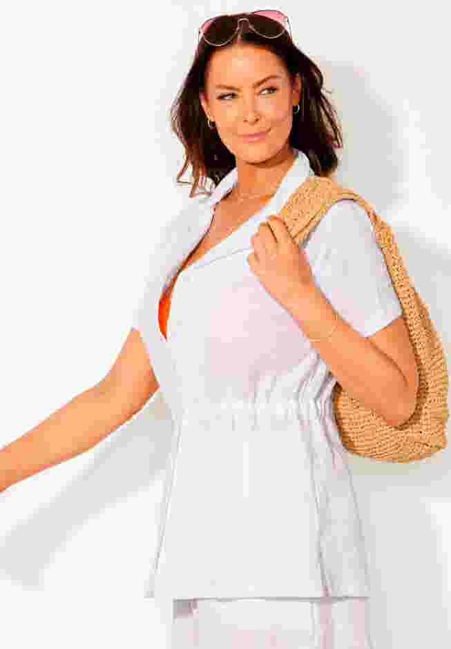 Sun Breeze Button Front Gauze Shirt Cover Up image number 2