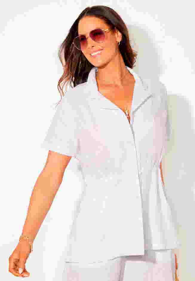 Sun Breeze Button Front Gauze Shirt Cover Up image number 4
