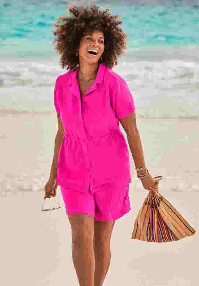 Sun Breeze Button Front Gauze Shirt Cover Up image number 5