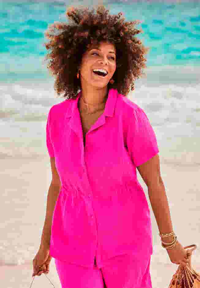 Sun Breeze Button Front Gauze Shirt Cover Up image number 0