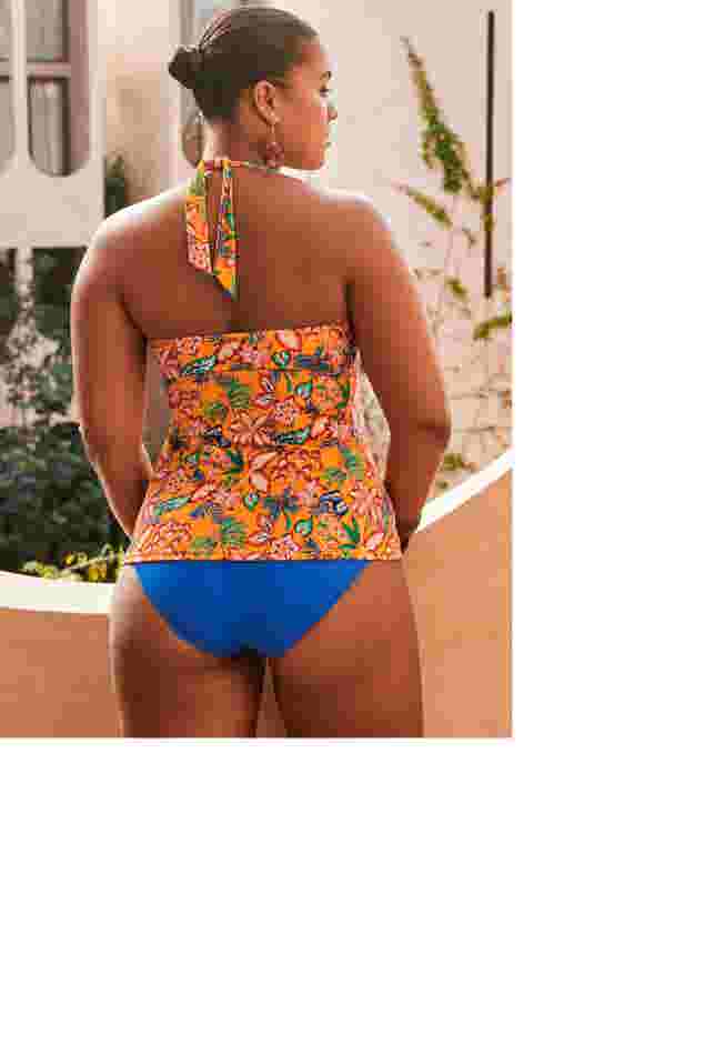 Braid Trim Halter Tankini Top image number 1