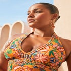 Braid Trim Halter Tankini Top image number null