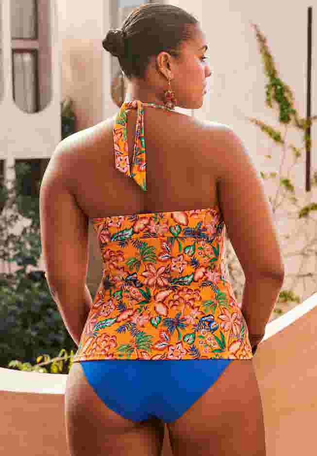 Braid Trim Halter Tankini Top image number 1
