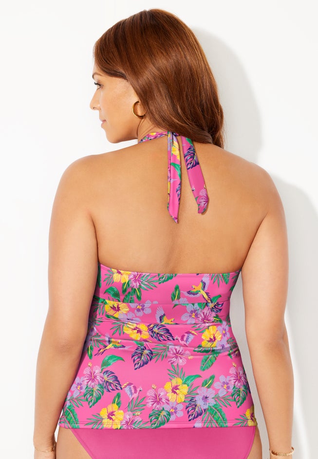 Braid Trim Halter Tankini Top image number 1