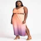 Twist Front Sleeve Ombre Dress image number null