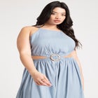 Ring Waist Detail Cover-Up Midi Dress image number null