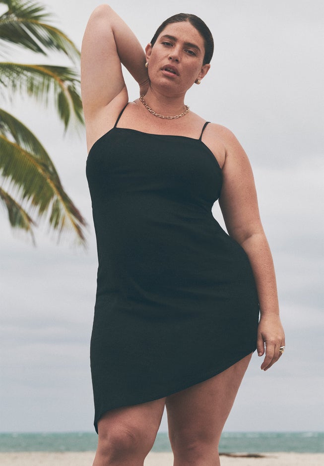 Cowl Back Cover Up Mini Dress image number null
