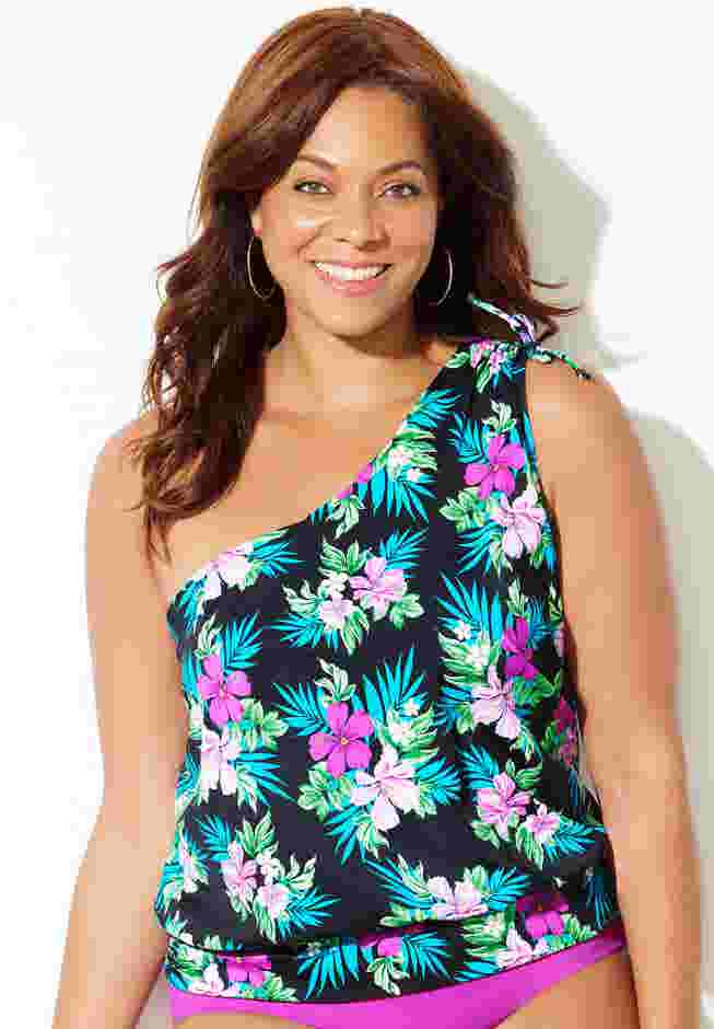 One Shoulder Blouson Tankini Top image number 0