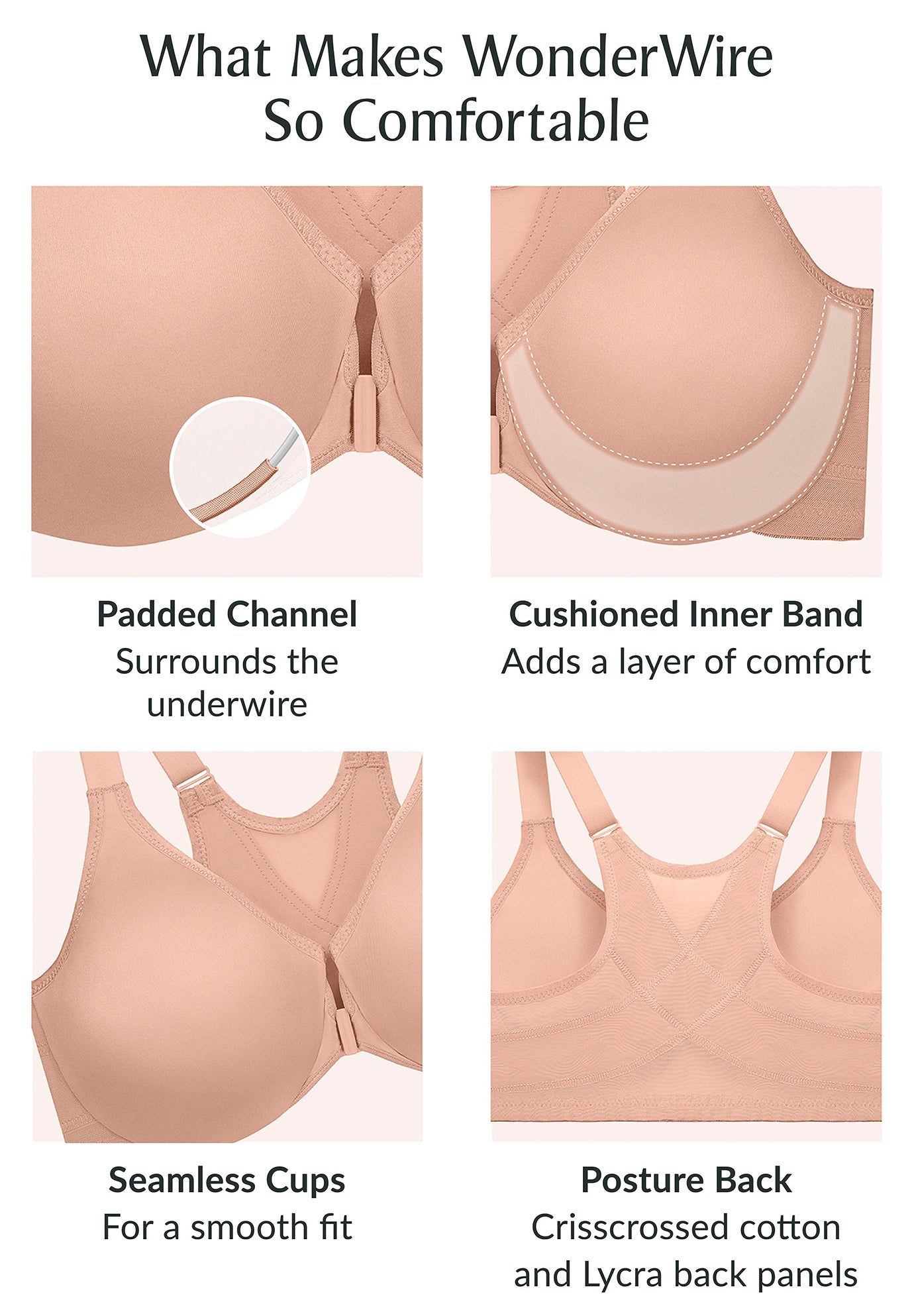 Wonderwire® Front-Close Posture Bra image number 3
