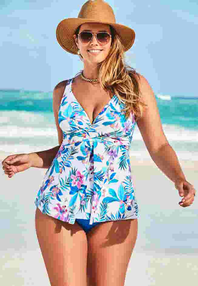 V-Neck Twist Tankini Top image number 0