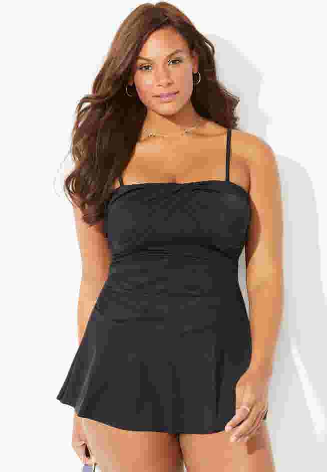 Ruched Skirted Bandeau Swimdress image number 3