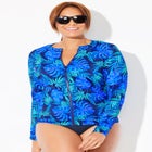 Chlorine Resistant Zip Up Swim Shirt Rash Guard image number null