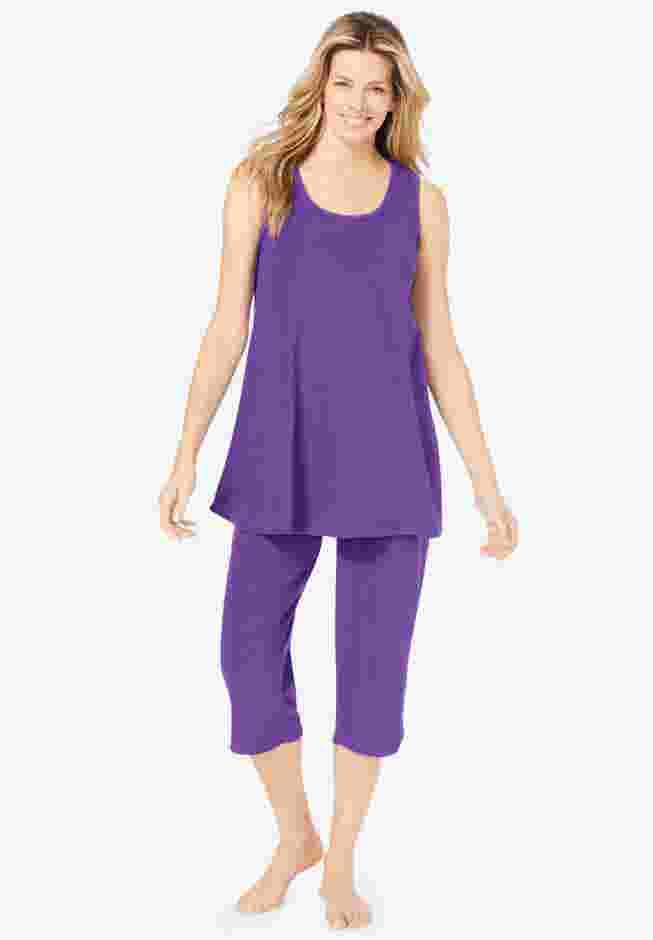2-Piece Terry Tank and Capri Sleep Set image number 0