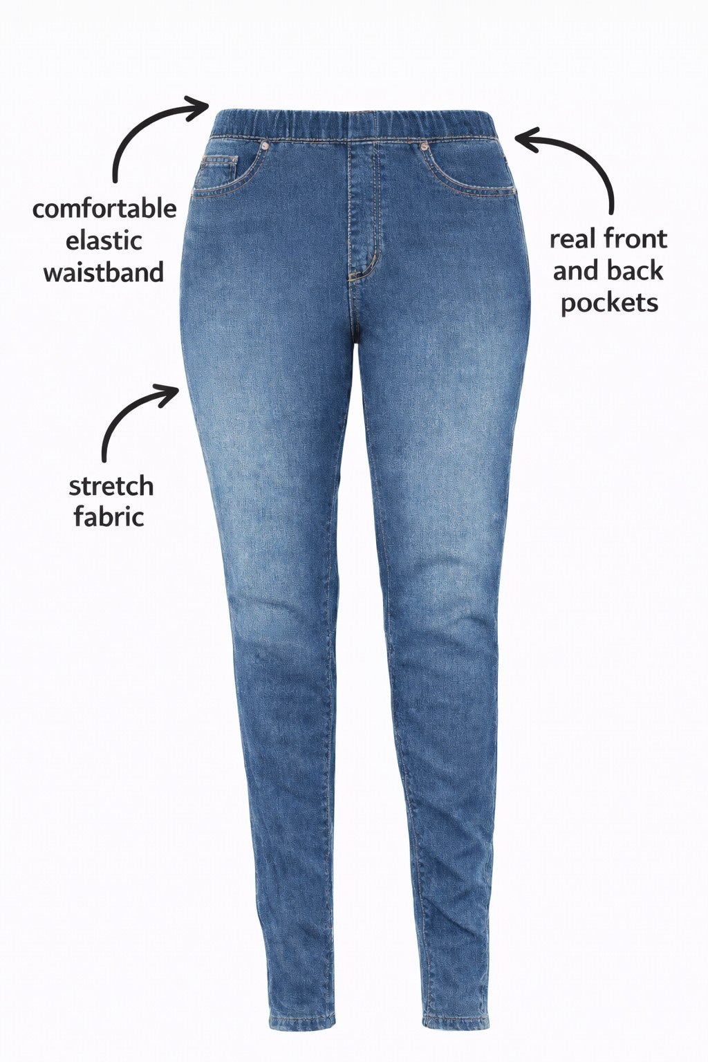 Stretch Denim Mid-rise Pull-on 4 Pocket Jeggings image number 1