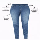 Stretch Denim Mid-rise Pull-on 4 Pocket Jeggings image number null