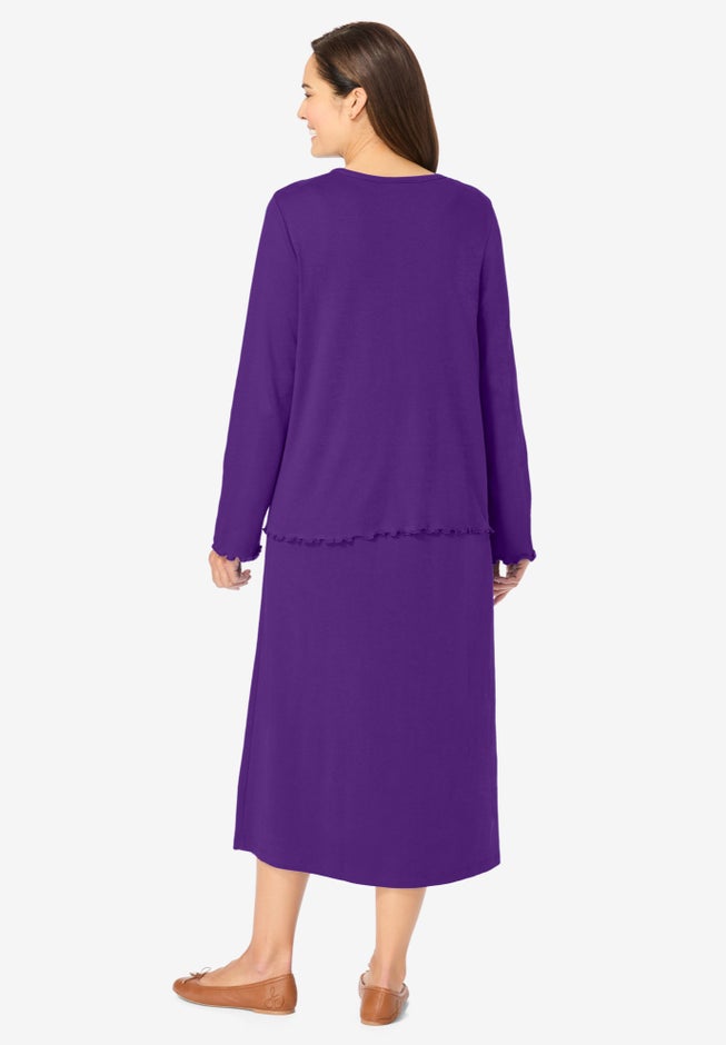 Lettuce Trim Knit Jacket Dress image number 1