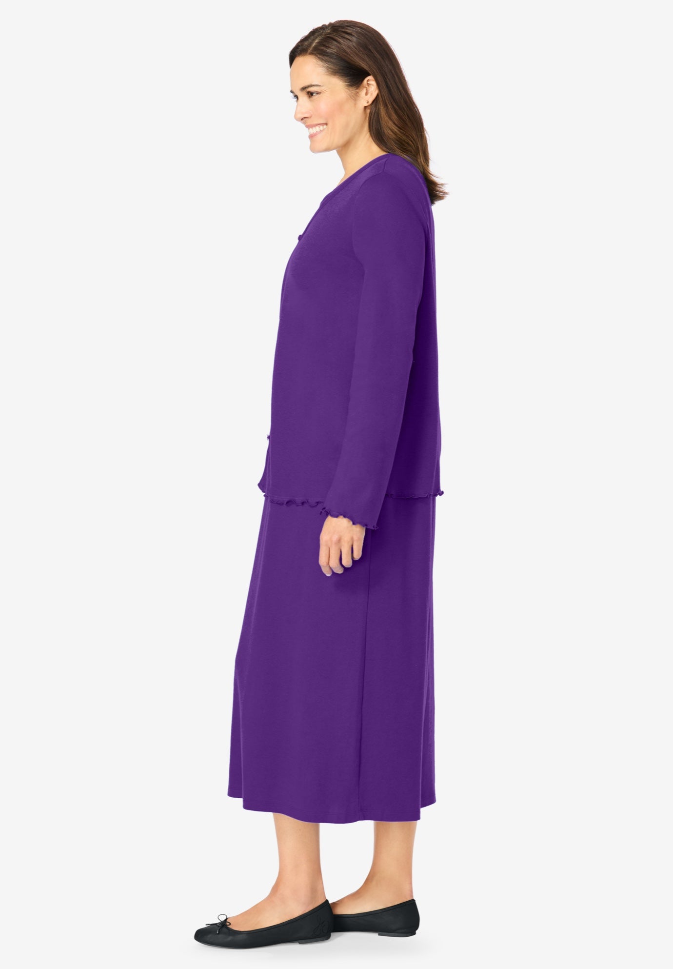 Lettuce Trim Knit Jacket Dress image number 2