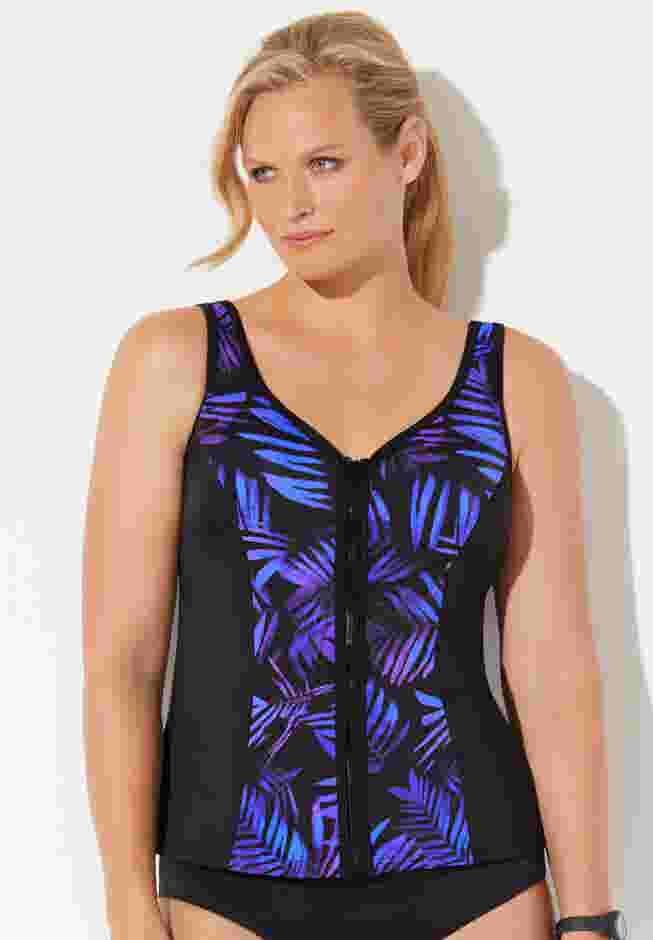 Chlorine Resistant Sweetheart Zip Front Tankini Top