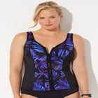 Chlorine Resistant Sweetheart Zip Front Tankini Top image number null