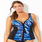 Chlorine Resistant Sweetheart Zip Front Tankini Top image number null
