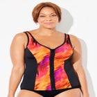 Chlorine Resistant Sweetheart Zip Front Tankini Top image number null