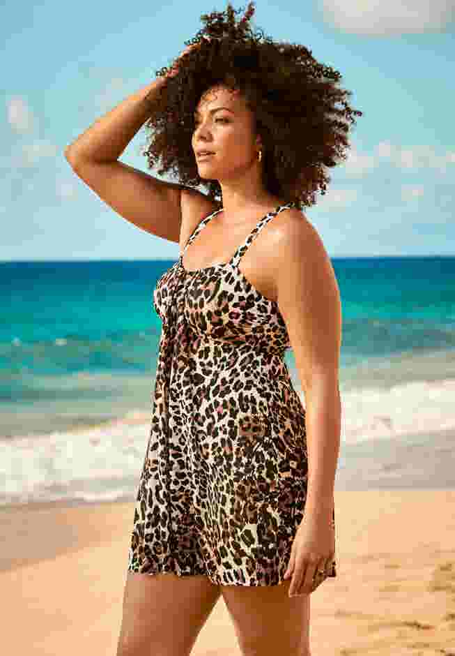 Two-Piece Flyaway Swim Dress image number 2