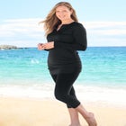 Split-Neck Long Sleeve Swim Tee with Built-In Bra image number null