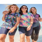 Split-Neck Short Sleeve Swim Tee with Built-In Bra image number null