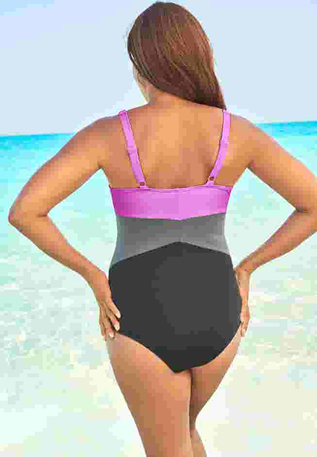 Colorblock V-Neck One Piece image number 1