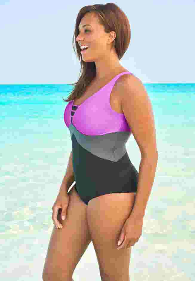 Colorblock V-Neck One Piece image number 2