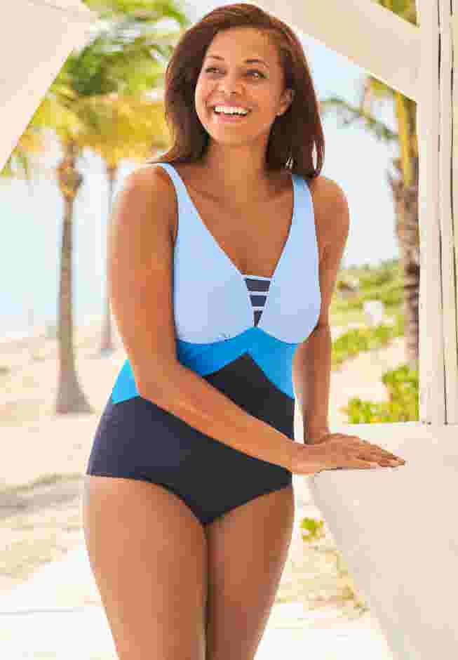 Colorblock V-Neck One Piece image number 0