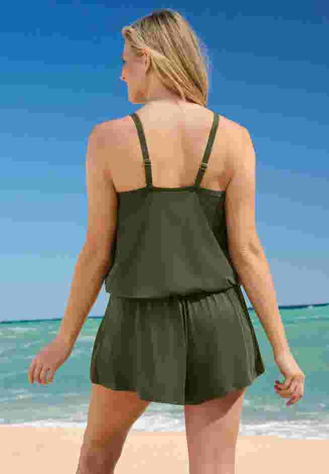High-Neck Swim Romper image number 1