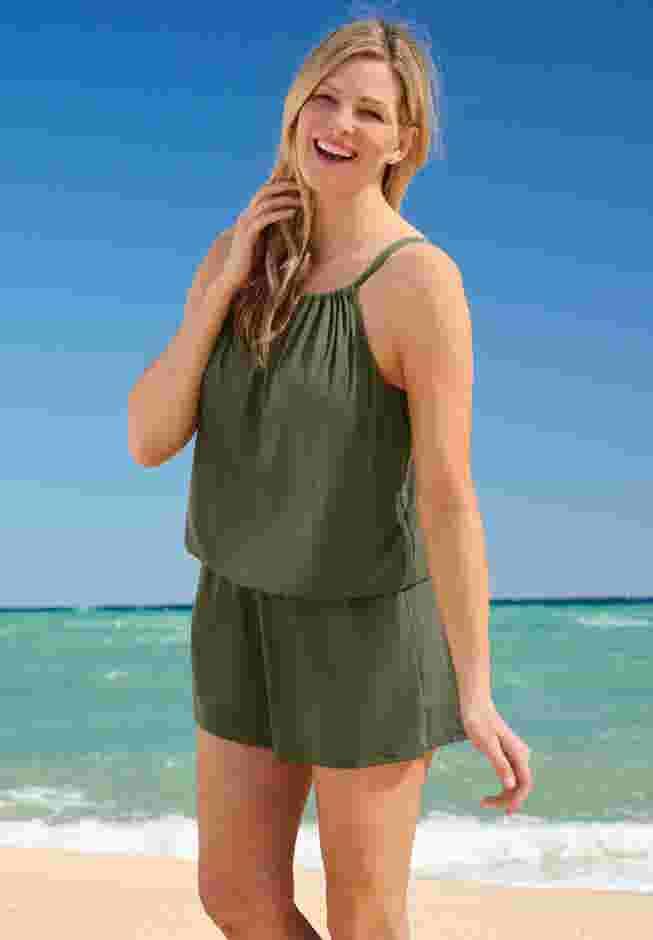 High-Neck Swim Romper image number 2