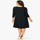 Stretch Knit Three-Quarter Sleeve T-shirt Dress image number null