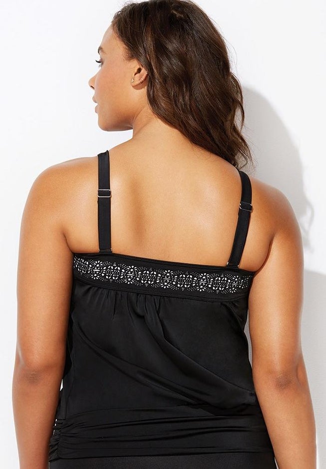 Laser Cut Blouson Tankini Top image number 1