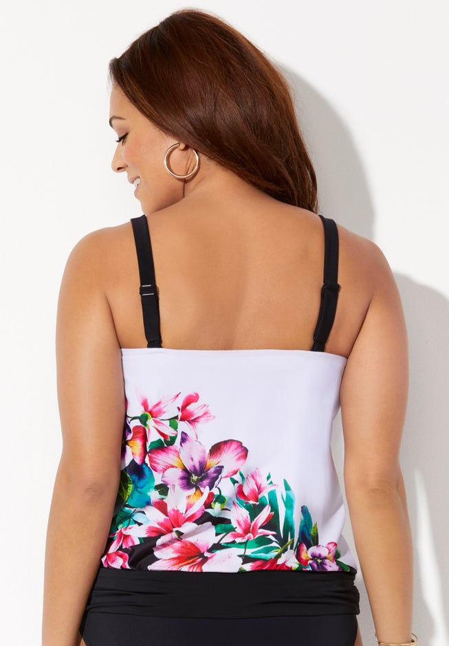 Loop Strap Blouson Tankini Top image number 1