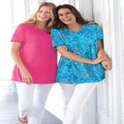 Perfect Printed Short-Sleeve V-Neck Tee image number null