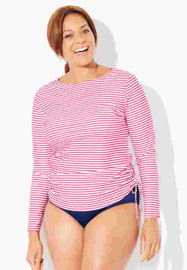 Chlorine Resistant Side-Tie Long Sleeve Swim Shirt Rash Guard image number 0