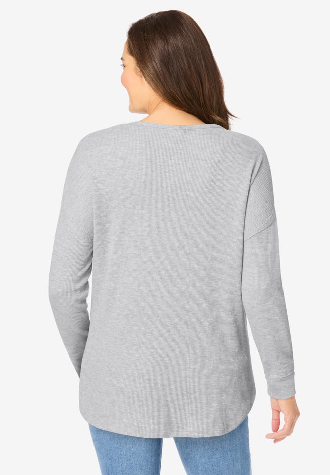 Waffle Thermal V-Neck Tee image number 2