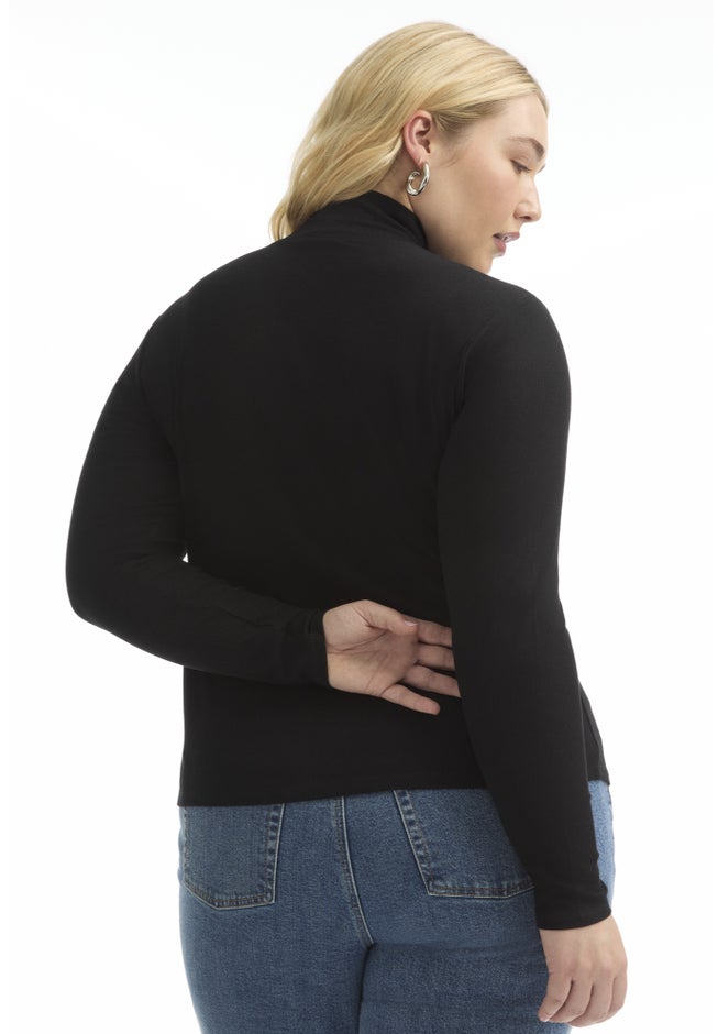 Ribbed Mock Neck Top image number 1