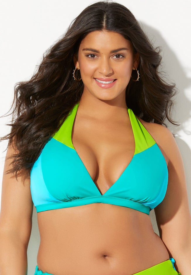 Romancer Colorblock Halter Triangle Bikini Top image number 0