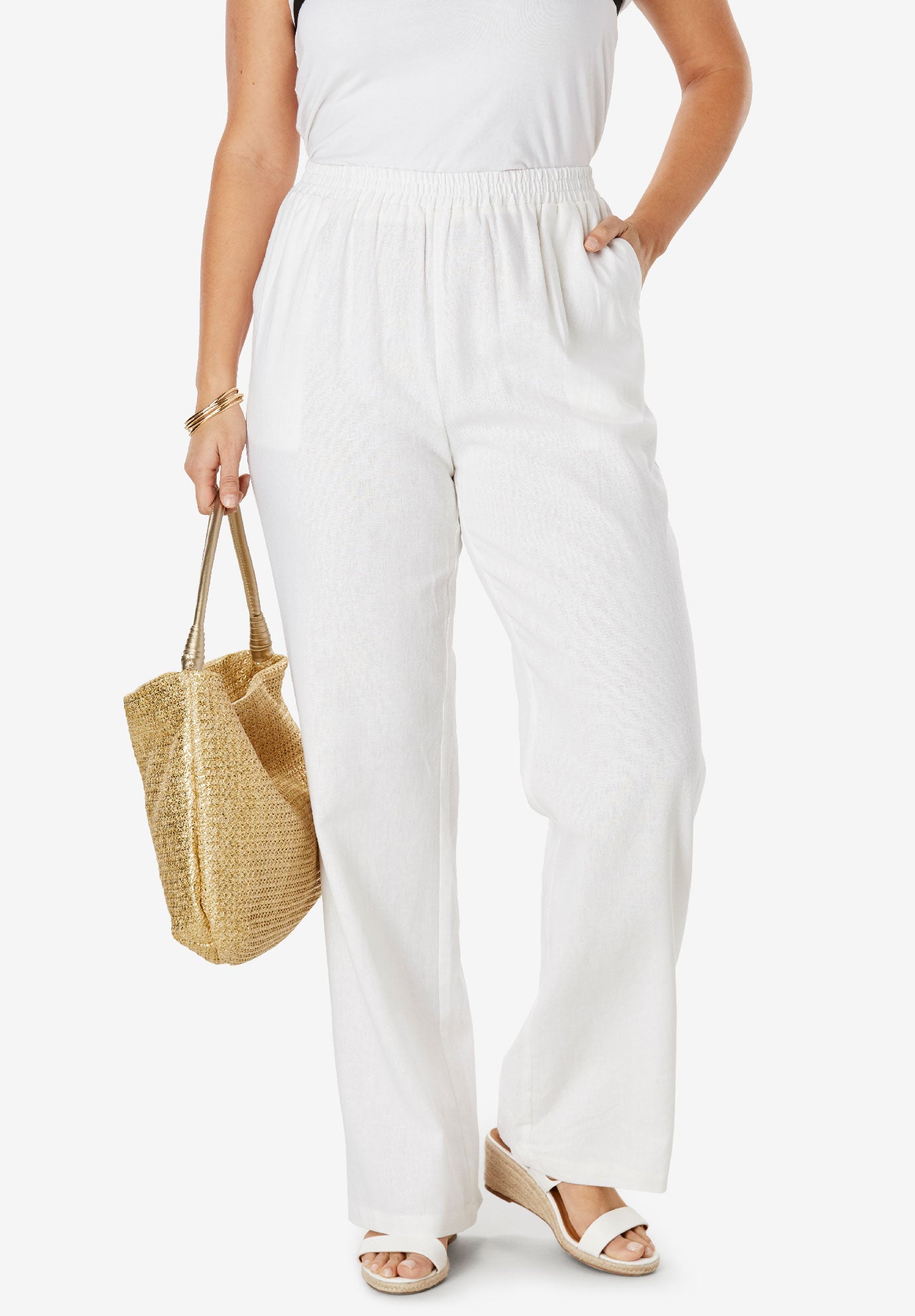 Lightweight Linen-Blend Straight-Leg Pants image number 2