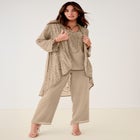 Plus Size Beaded Georgette Scoop Neck 3-Piece Pant Set image number null